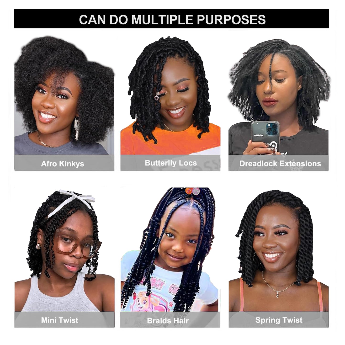 100% Human Afro Kinky Curly Hair - Premium Twist Braids Extensions 100g