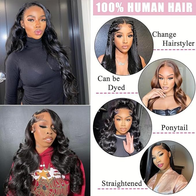 13x4 Swiss HD Frontal Wig - Body Wave Curly Wig with Baby Hair